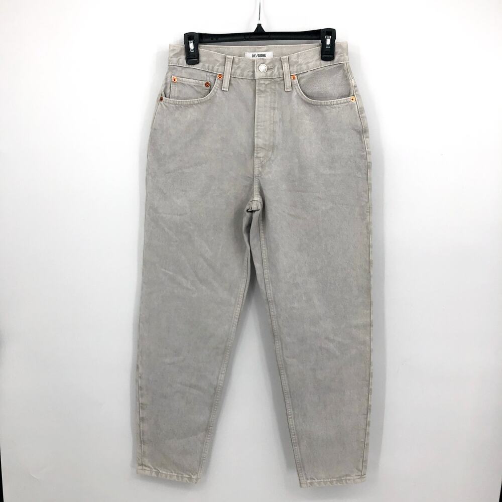RE/DONE Womens Barrel Leg Jeans Size 26 US 2 Light Grey Rigid Denim Relaxed NWOT